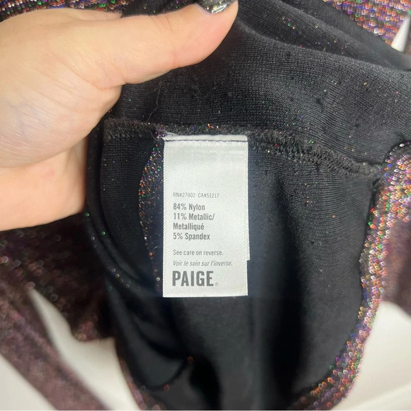 PAIGE Celeste Open Back Lurex Striped Metallic Weave Long Sleeve Shirt - Picture 11 of 13